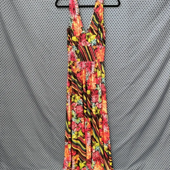 Just Love - Women's long, multicolored floral maxi tank top dress. Size - L - Picture 6 of 6